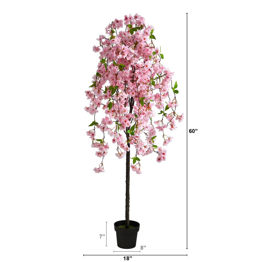 5ft. Cherry Blossom Artificial Tree Pink. Picture 2
