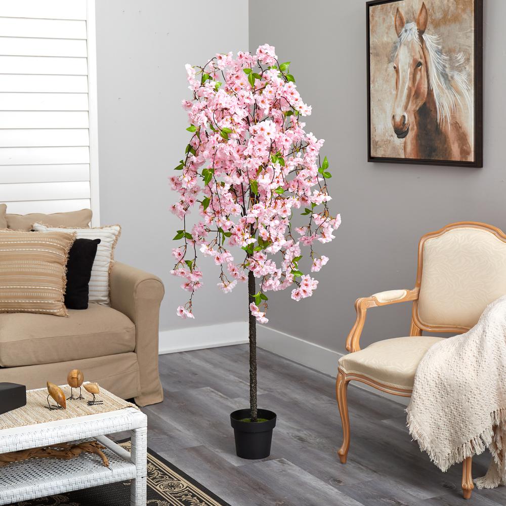 5ft. Cherry Blossom Artificial Tree Pink. Picture 4