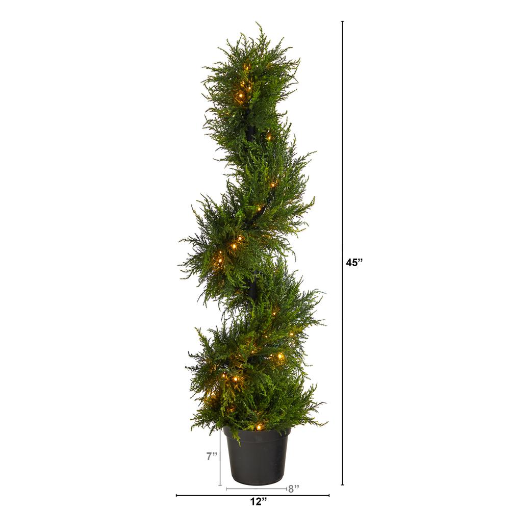 45in. Spiral Cypress Artificial Tree with 80 Clear LED Lights (Indoor/Outdoor). Picture 2