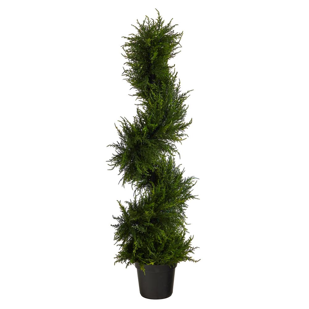 45in. Spiral Cypress Artificial Tree with 80 Clear LED Lights (Indoor/Outdoor). Picture 3