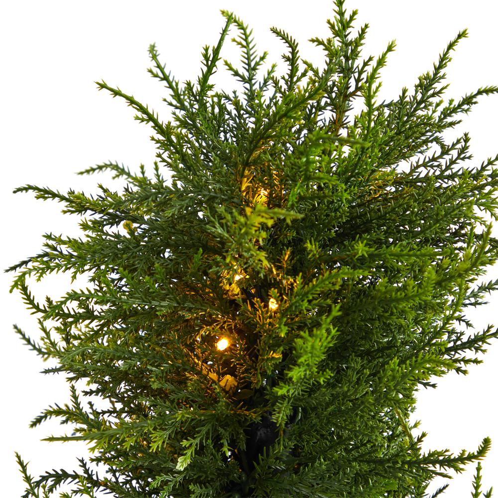 45in. Spiral Cypress Artificial Tree with 80 Clear LED Lights (Indoor/Outdoor). Picture 4