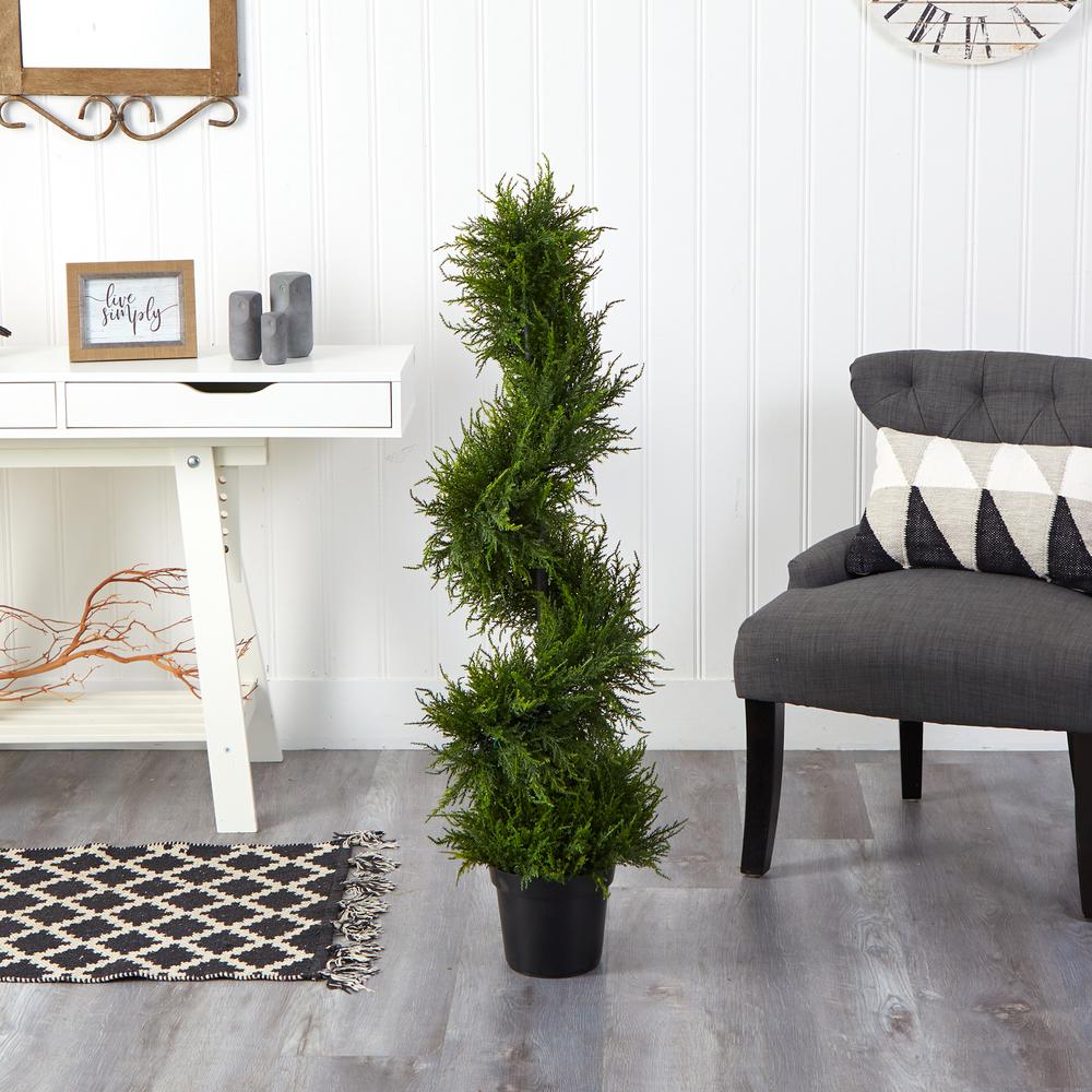 45in. Spiral Cypress Artificial Tree with 80 Clear LED Lights (Indoor/Outdoor). Picture 7