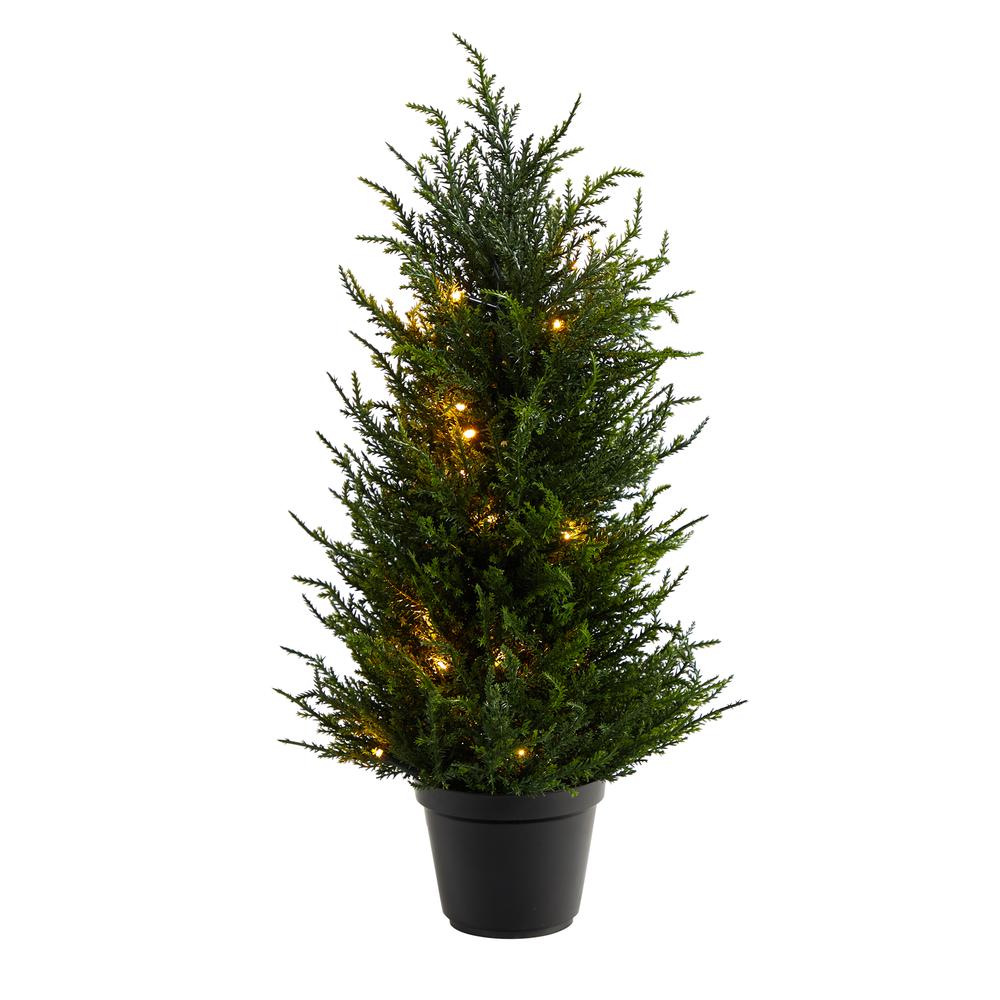 18in. Cedar Artificial Tree with LED Lights UV Resistant (Indoor/Outdoor). Picture 3