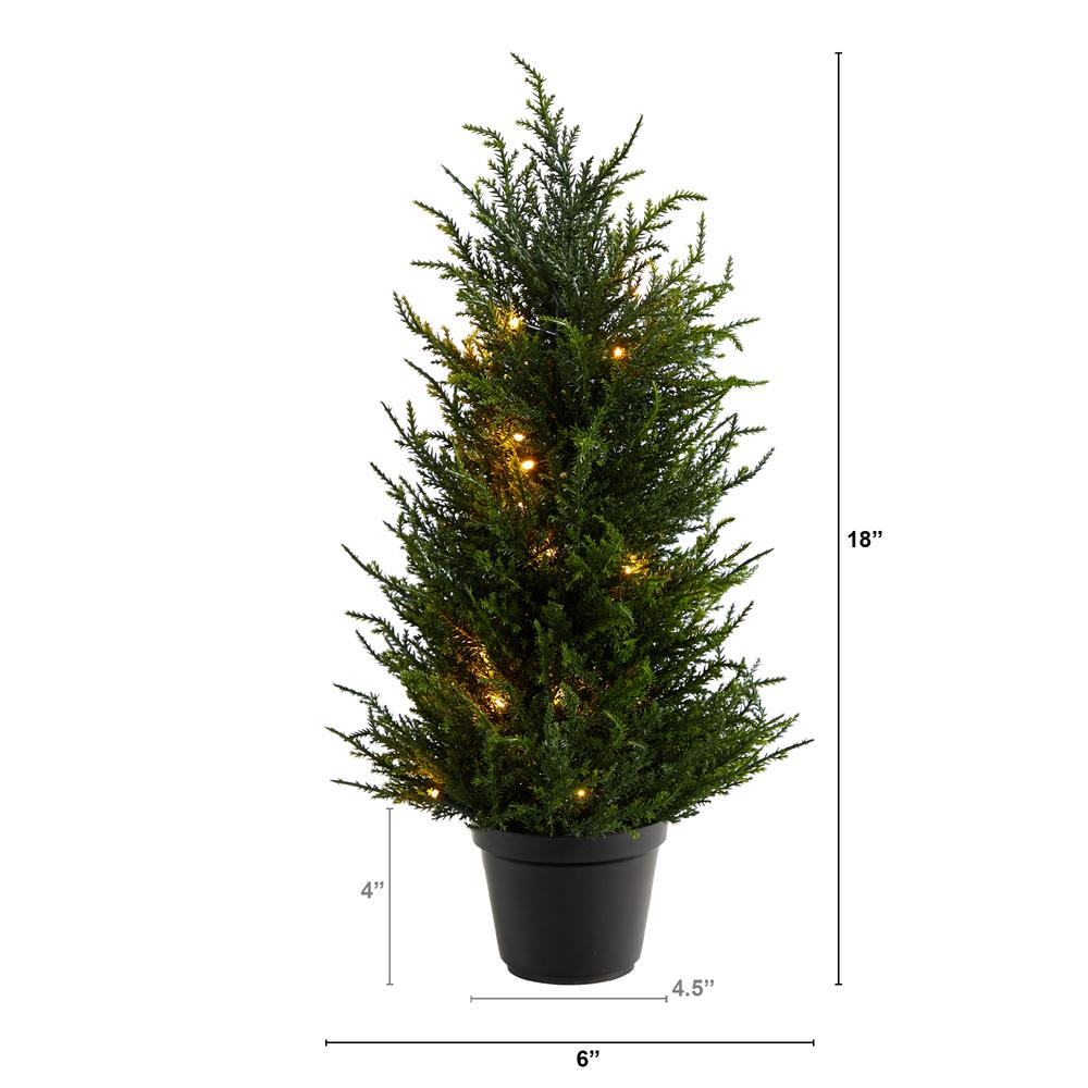 18in. Cedar Artificial Tree with LED Lights UV Resistant (Indoor/Outdoor). Picture 1