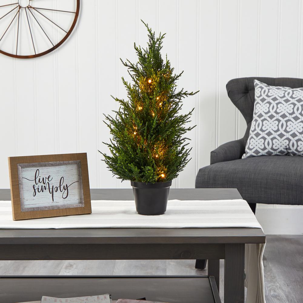 18in. Cedar Artificial Tree with LED Lights UV Resistant (Indoor/Outdoor). Picture 7