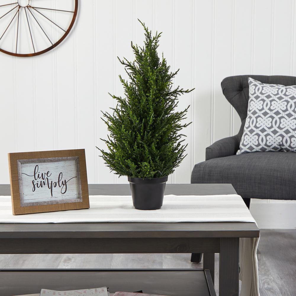 18in. Cedar Artificial Tree with LED Lights UV Resistant (Indoor/Outdoor). Picture 4