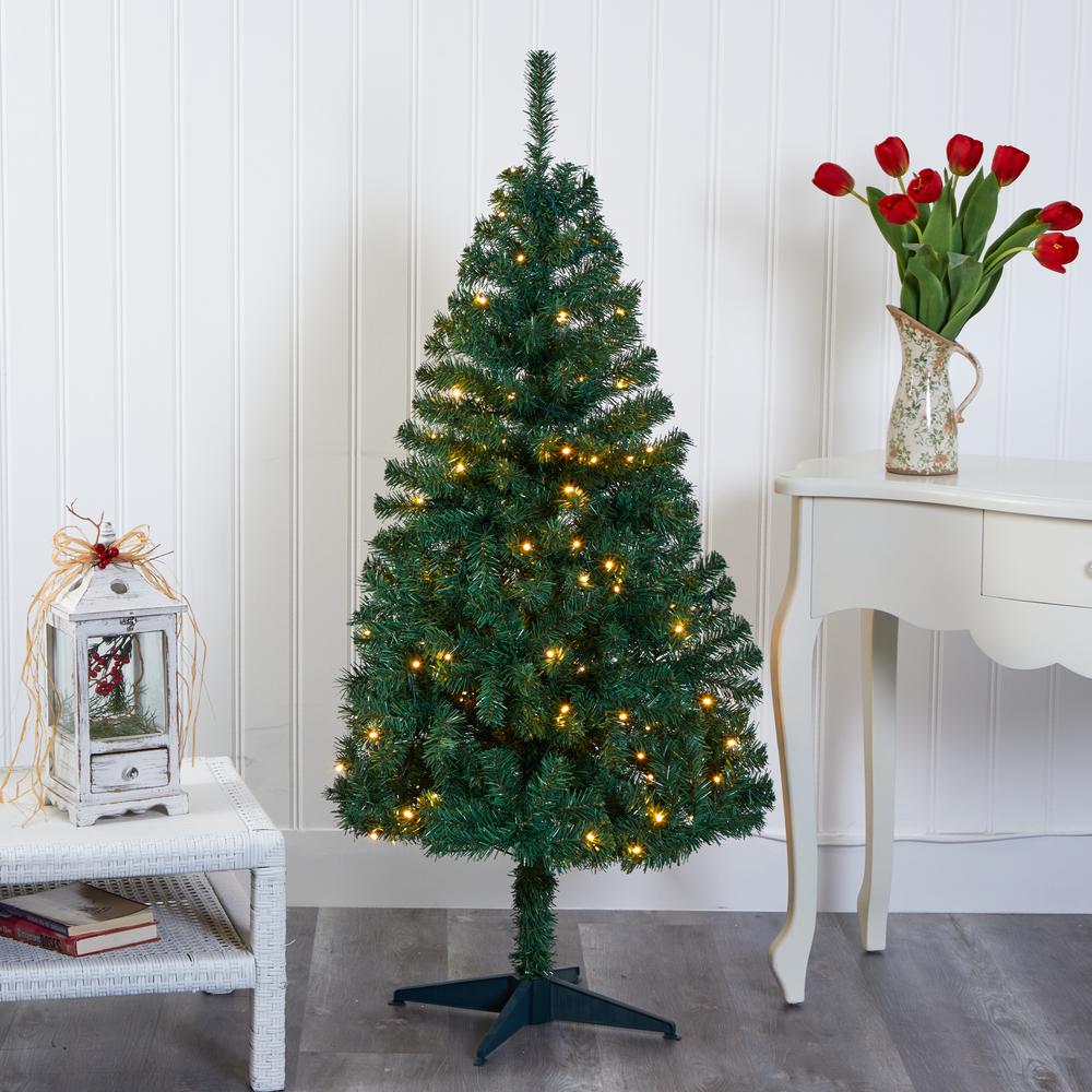 4ft. Northern Tip Pine Artificial Christmas Tree with 100 Clear LED Lights. Picture 6