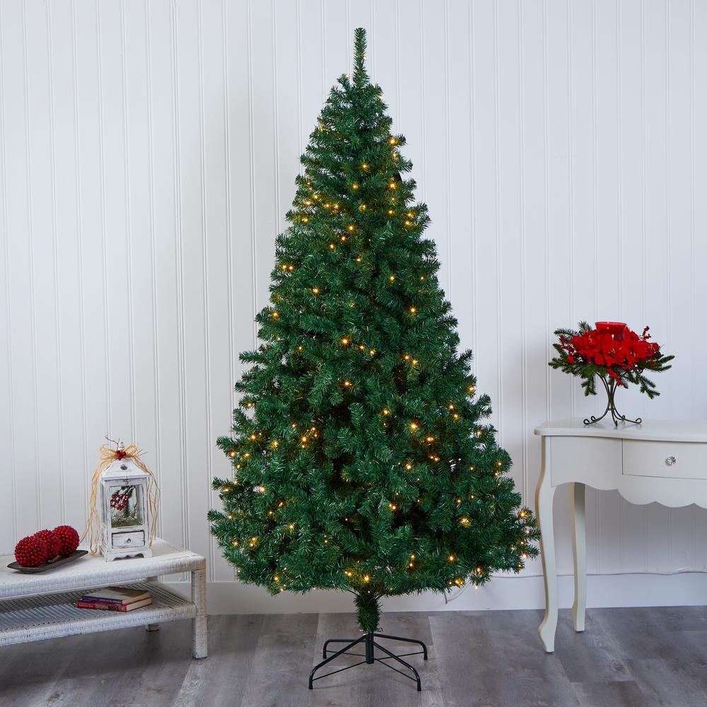 7ft. Northern Tip Pine Artificial Christmas Tree with 350 Clear LED Lights. Picture 6