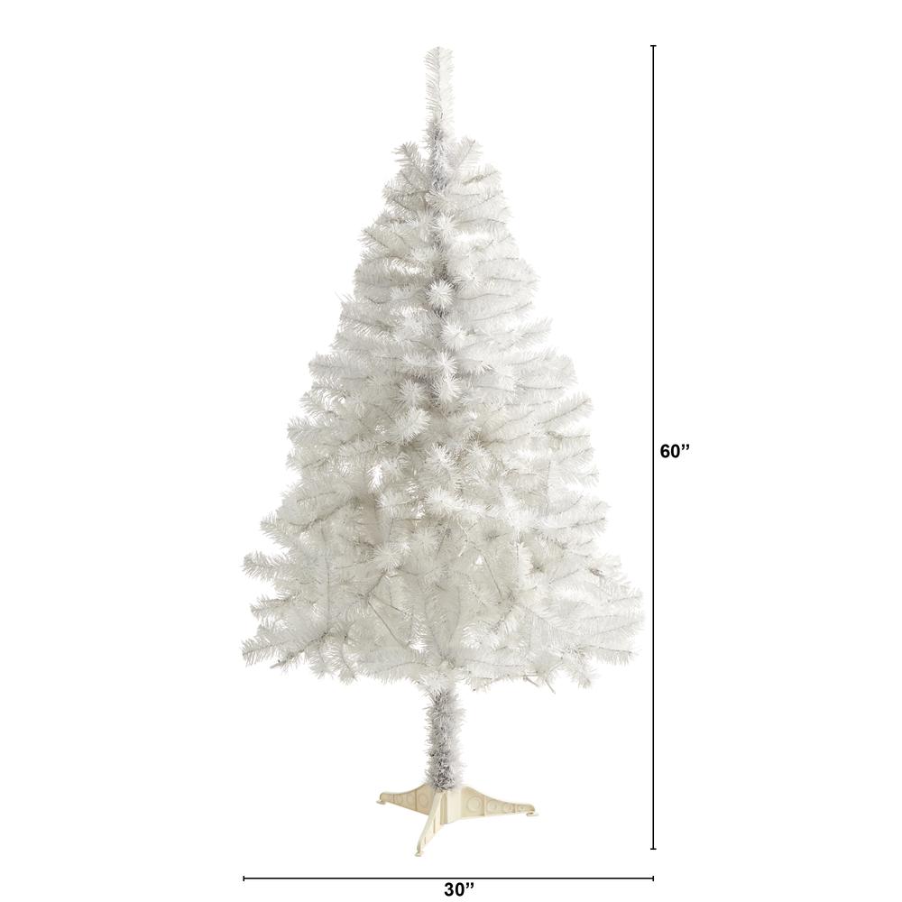5ft. White Artificial Christmas Tree with 350 Bendable Branches. Picture 2