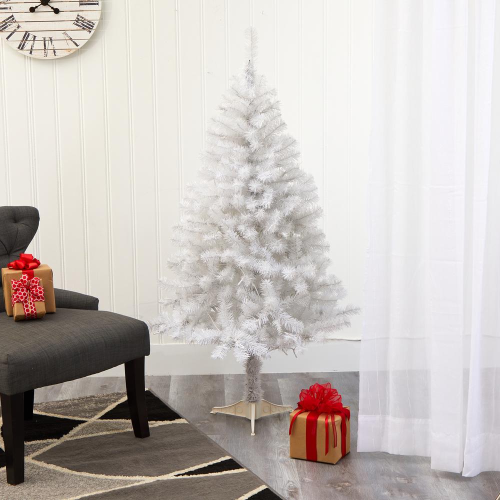 5ft. White Artificial Christmas Tree with 350 Bendable Branches. Picture 5