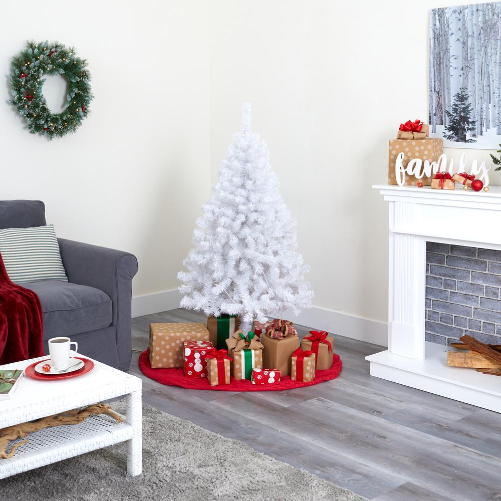 5ft. White Artificial Christmas Tree with 350 Bendable Branches. Picture 6