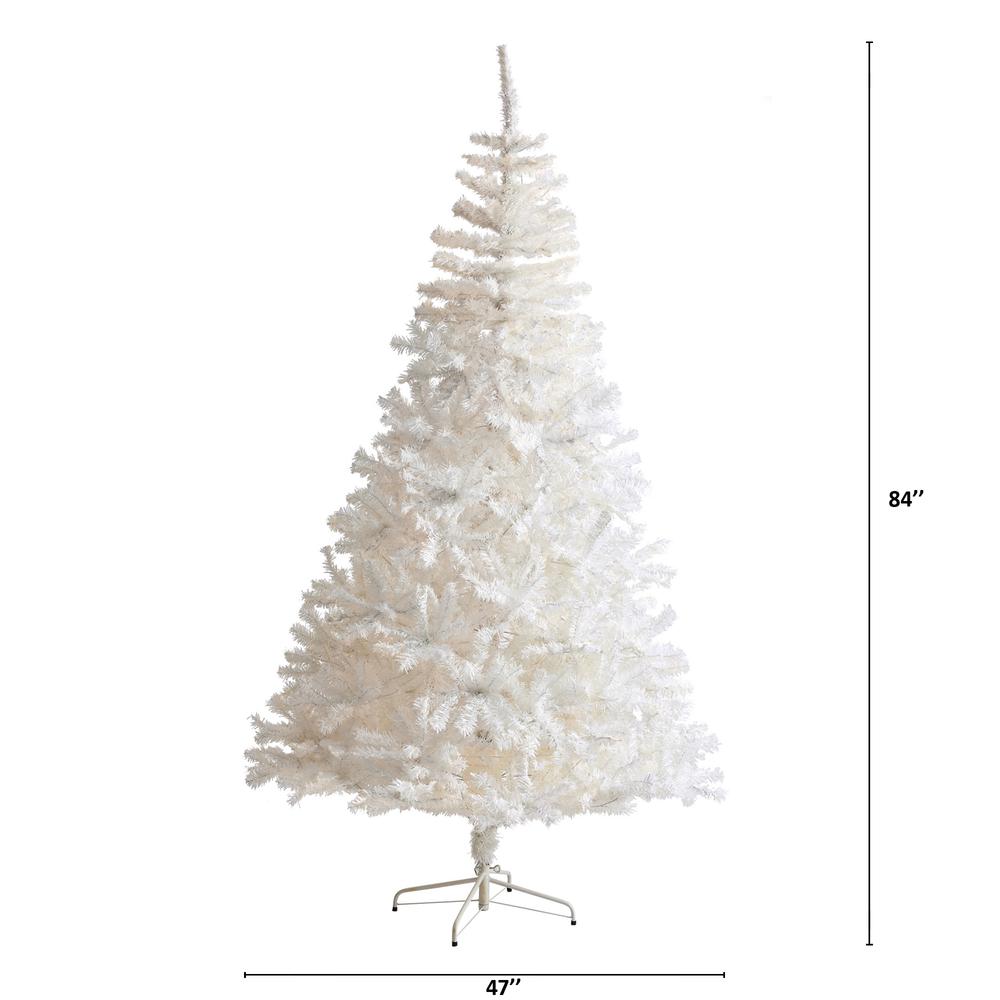 7ft. White Artificial Christmas Tree with 1000 Bendable Branches. Picture 1
