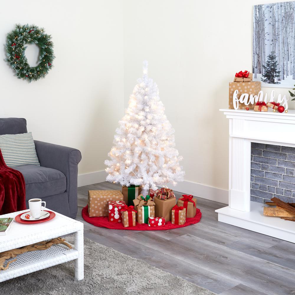 5ft. White Artificial Christmas Tree with 350 Bendable Branches and 150 Clear LED Lights. Picture 5