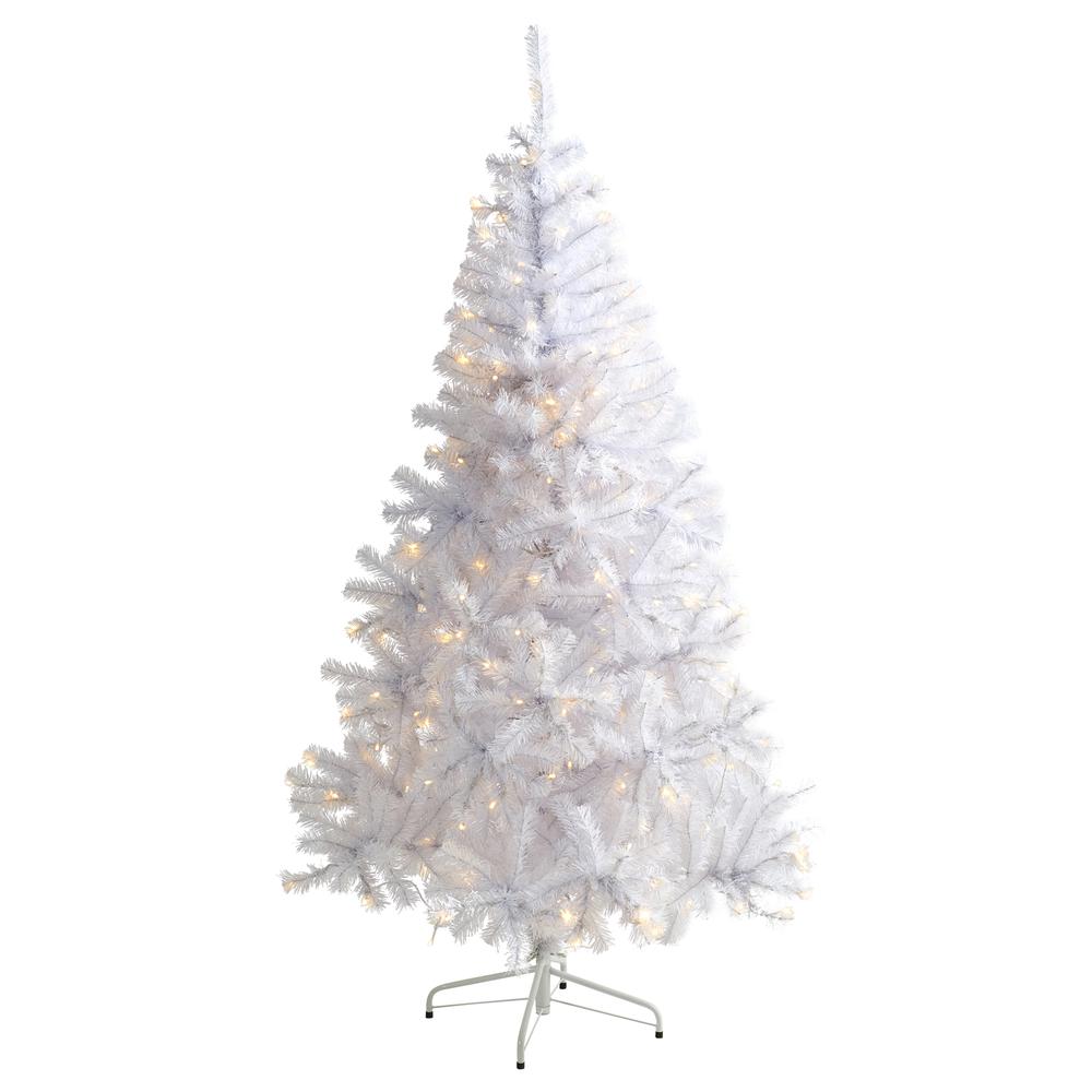 6ft. White Artificial Christmas Tree with 680 Bendable Branches and 250 Clear LED Lights. Picture 4
