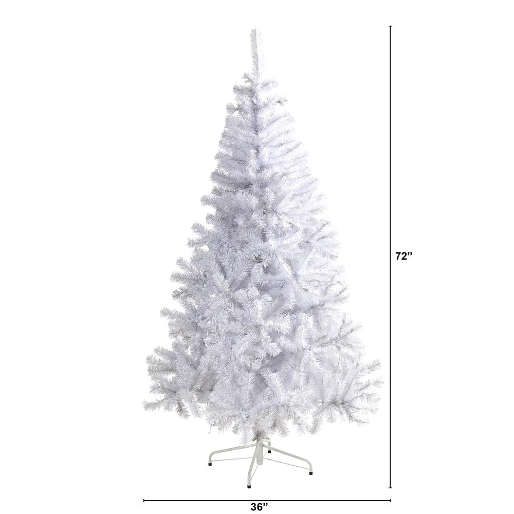 6ft. White Artificial Christmas Tree with 680 Bendable Branches and 250 Clear LED Lights. Picture 1