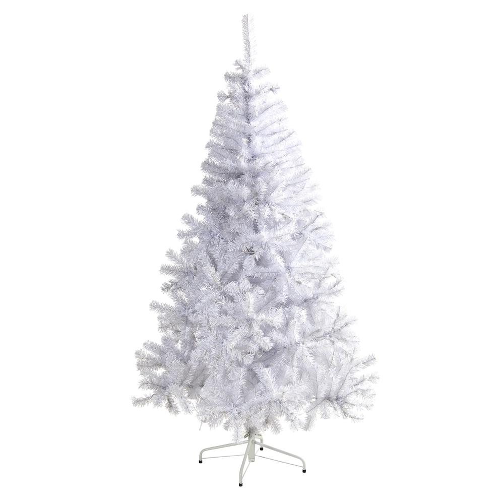 6ft. White Artificial Christmas Tree with 680 Bendable Branches and 250 Clear LED Lights. Picture 2