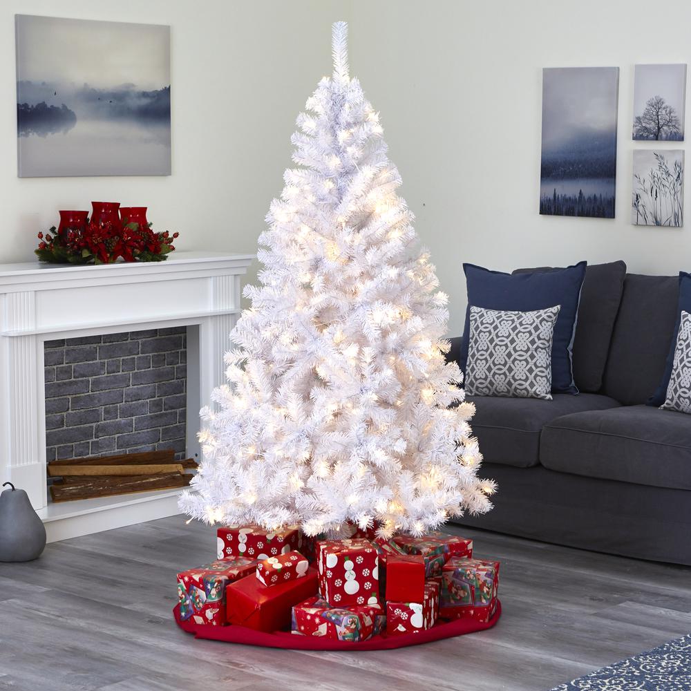 6ft. White Artificial Christmas Tree with 680 Bendable Branches and 250 Clear LED Lights. Picture 7