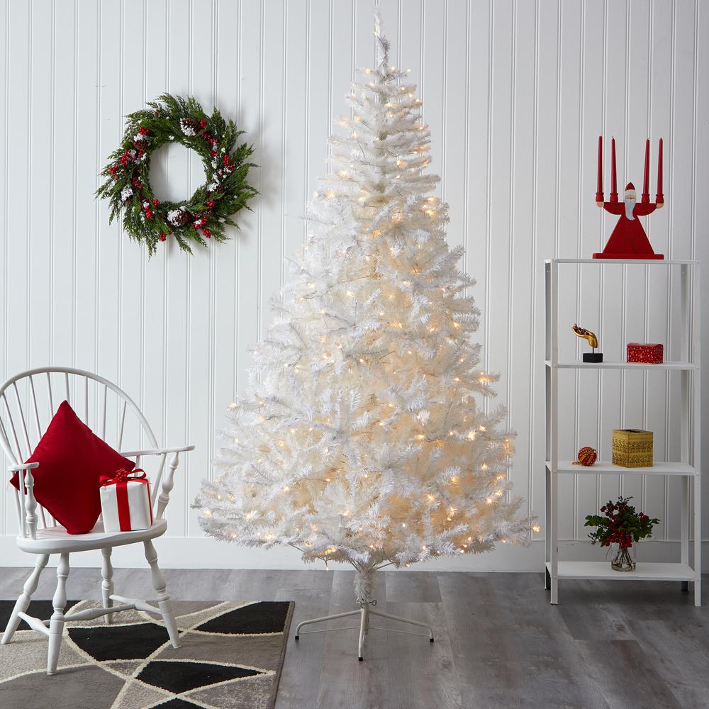 7.5ft. White Artificial Christmas Tree with 1380 Bendable Branches. Picture 5