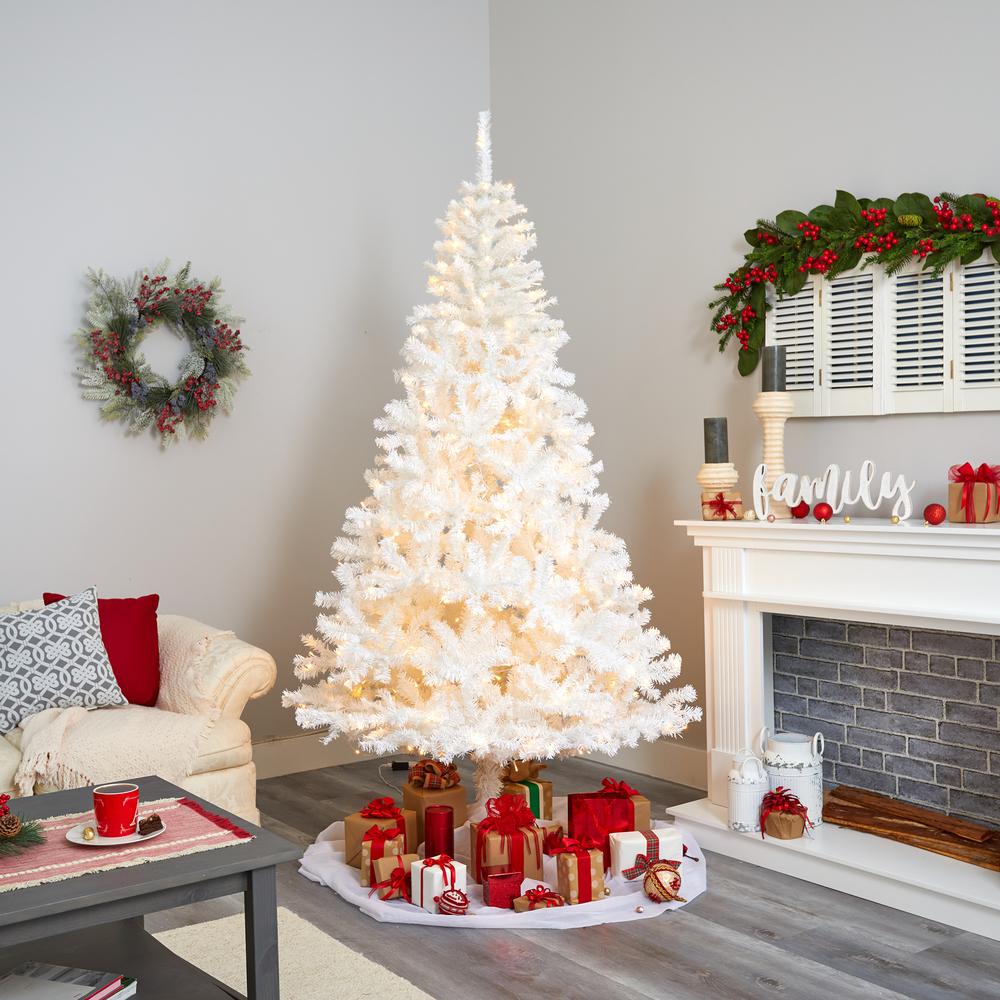 8ft. White Artificial Christmas Tree with 1500 Bendable Branches and 450 LED Lights. Picture 5