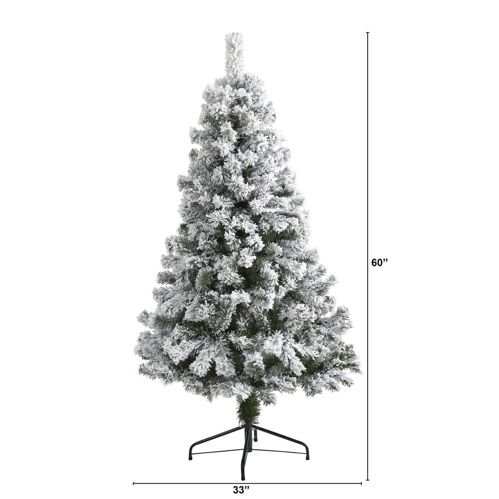 5ft. Flocked West Virginia Fir Artificial Christmas Tree. Picture 1