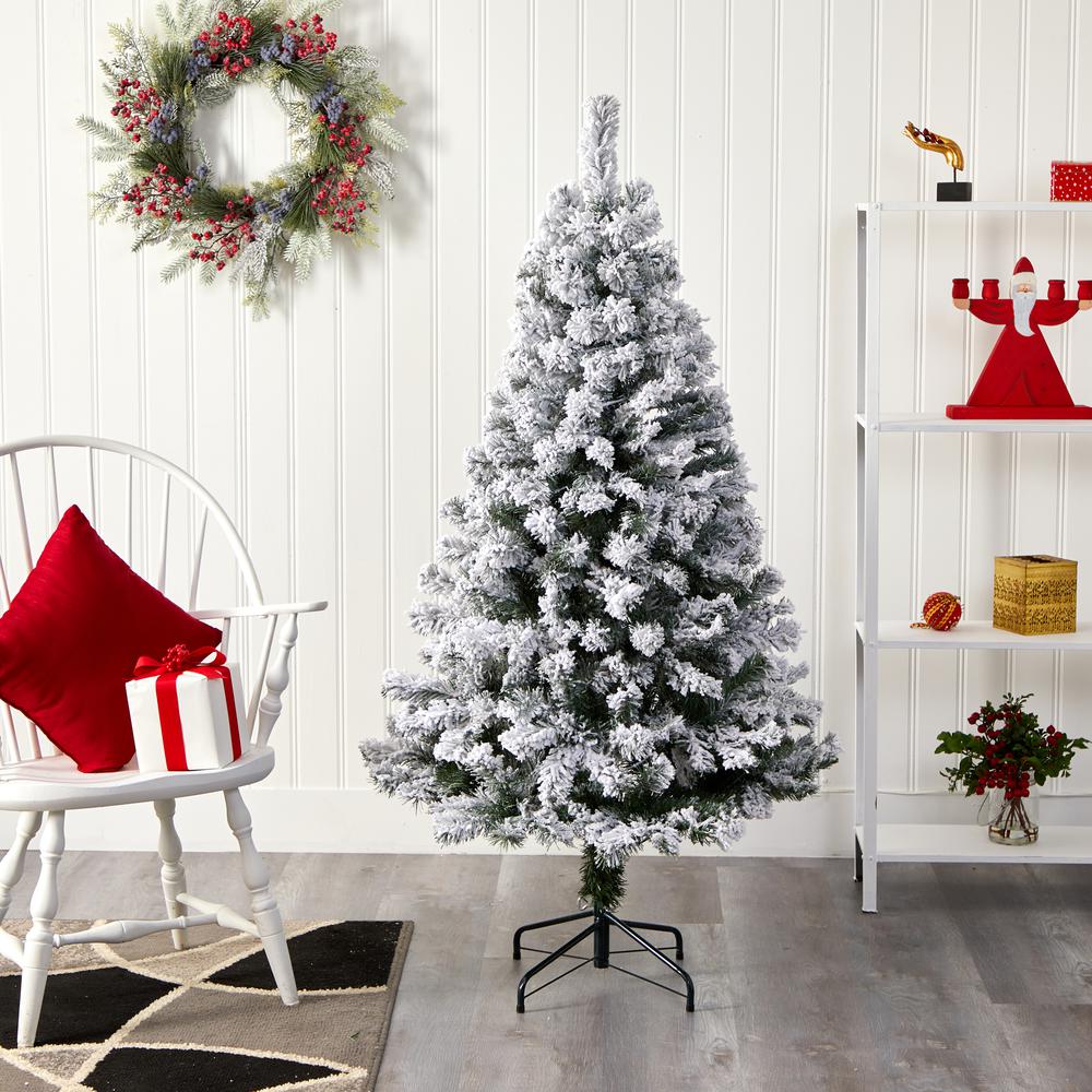 5ft. Flocked West Virginia Fir Artificial Christmas Tree. Picture 4