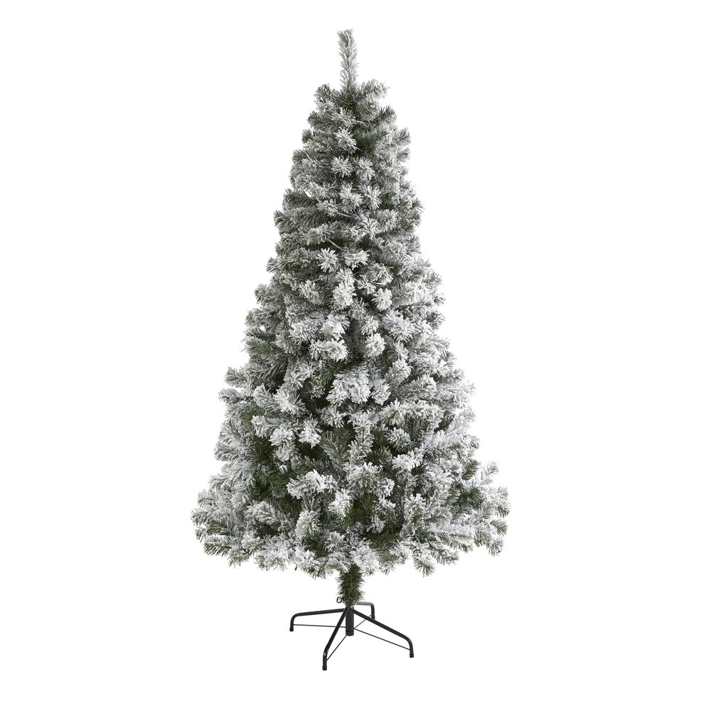 6ft. Flocked West Virginia Fir Artificial Christmas Tree. Picture 6