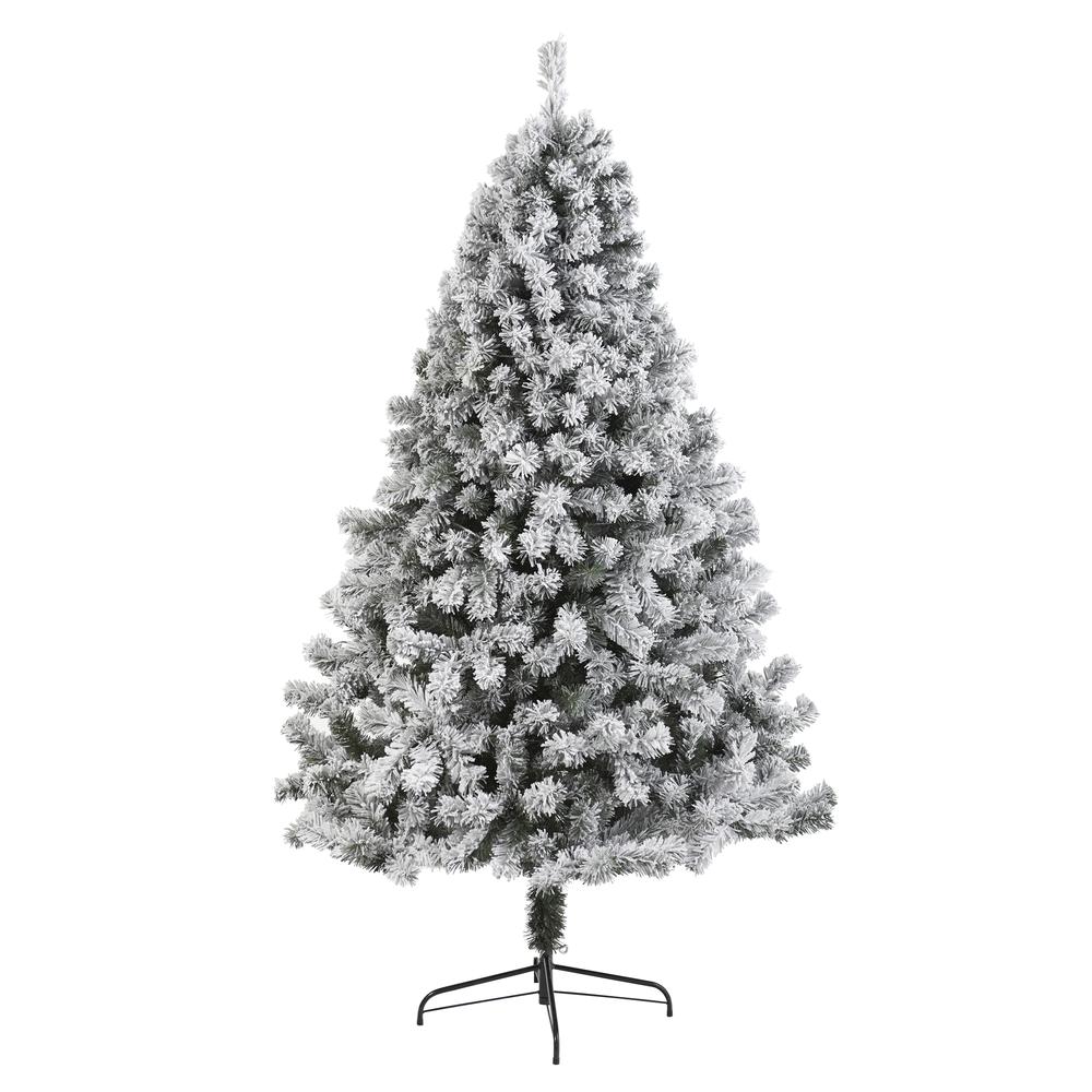 7ft. Flocked West Virginia Fir Artificial Christmas Tree. Picture 1