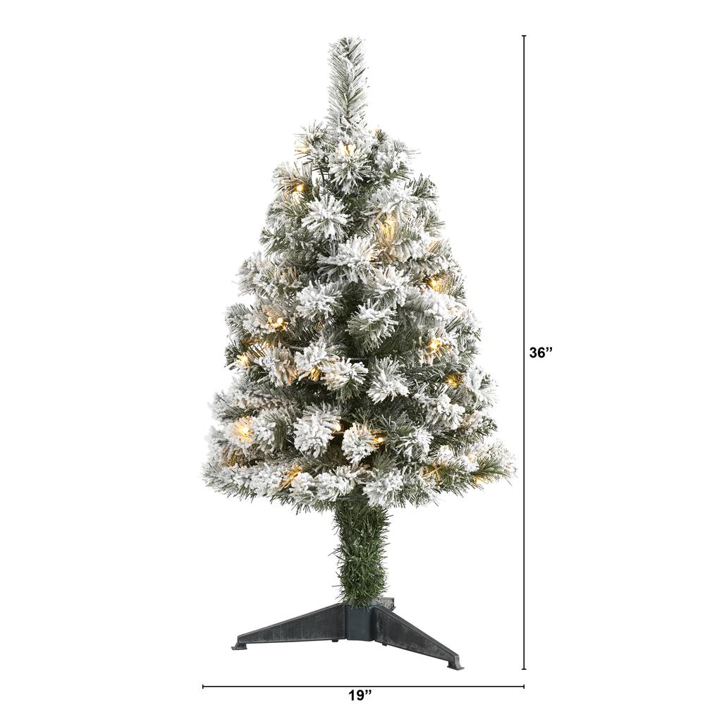 Flocked West Virginia Fir Artificial Christmas Tree with 50 Clear LED Lights. Picture 2