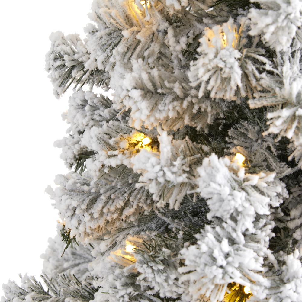 5ft. Flocked West Virginia Fir Artificial Christmas Tree with 150 LED Lights. Picture 2