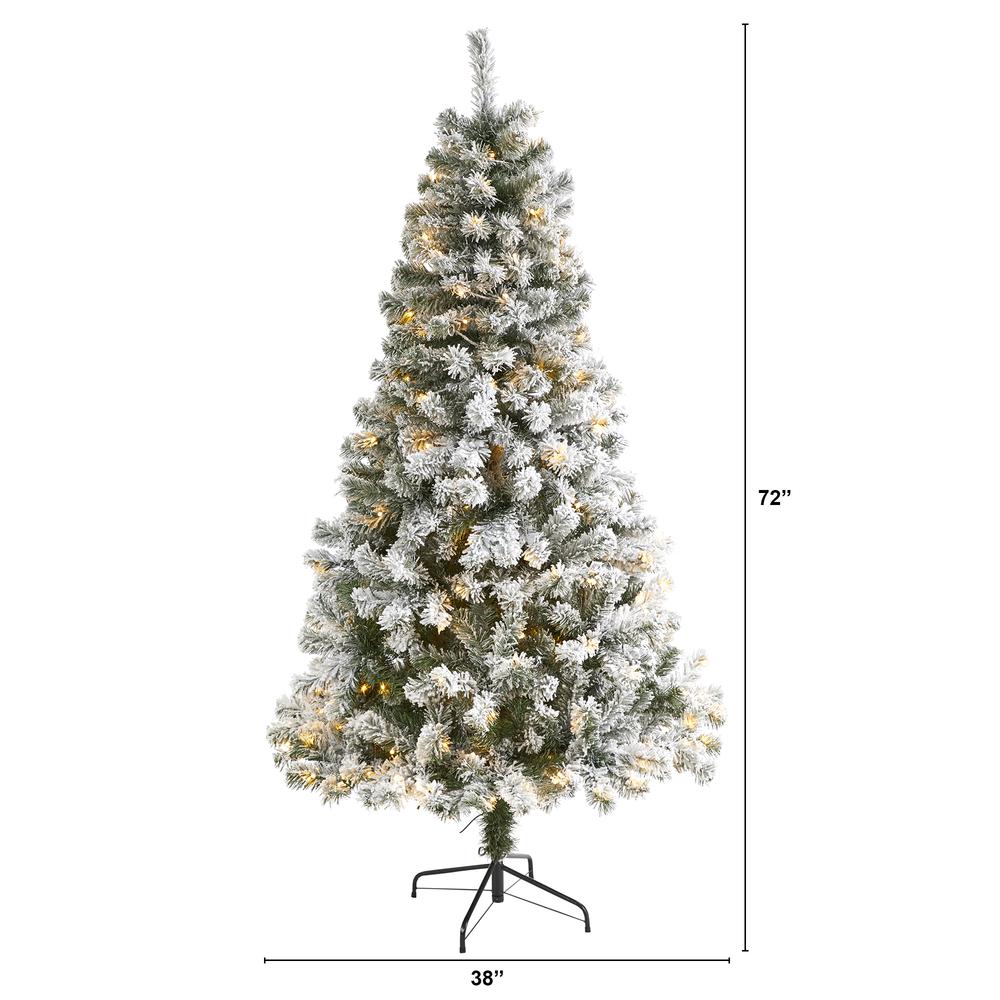 6ft. Flocked West Virginia Fir Artificial Christmas Tree with 250 Clear LED Lights. Picture 2
