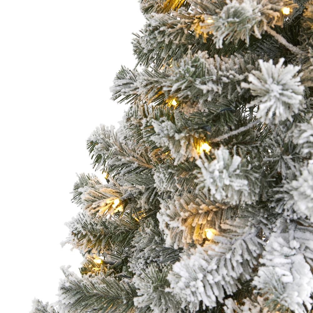 6ft. Flocked West Virginia Fir Artificial Christmas Tree with 250 Clear LED Lights. Picture 3