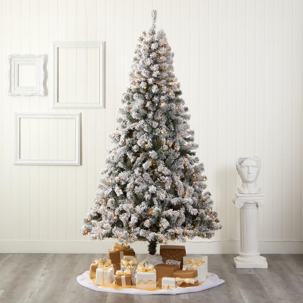 8ft. Flocked West Virginia Fir Artificial Christmas Tree with 500 Clear LED Lights. Picture 6