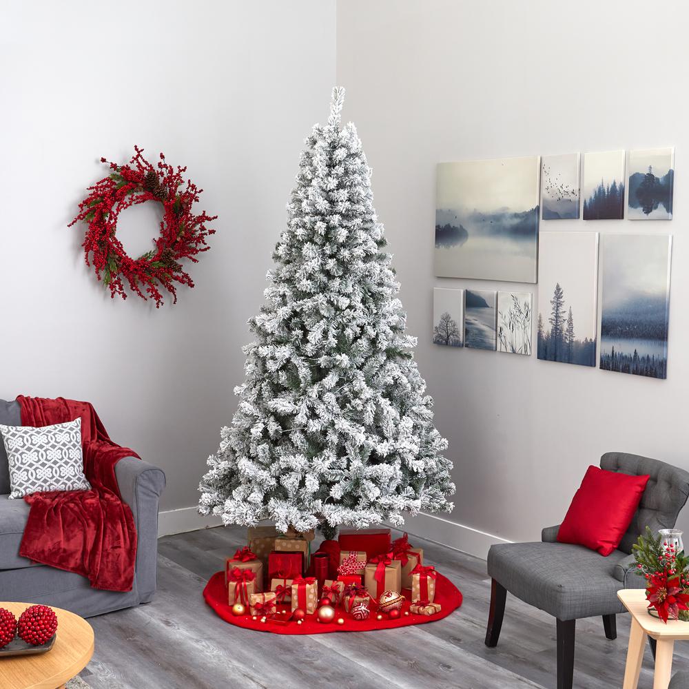 8ft. Flocked West Virginia Fir Artificial Christmas Tree with 500 Clear LED Lights. Picture 5