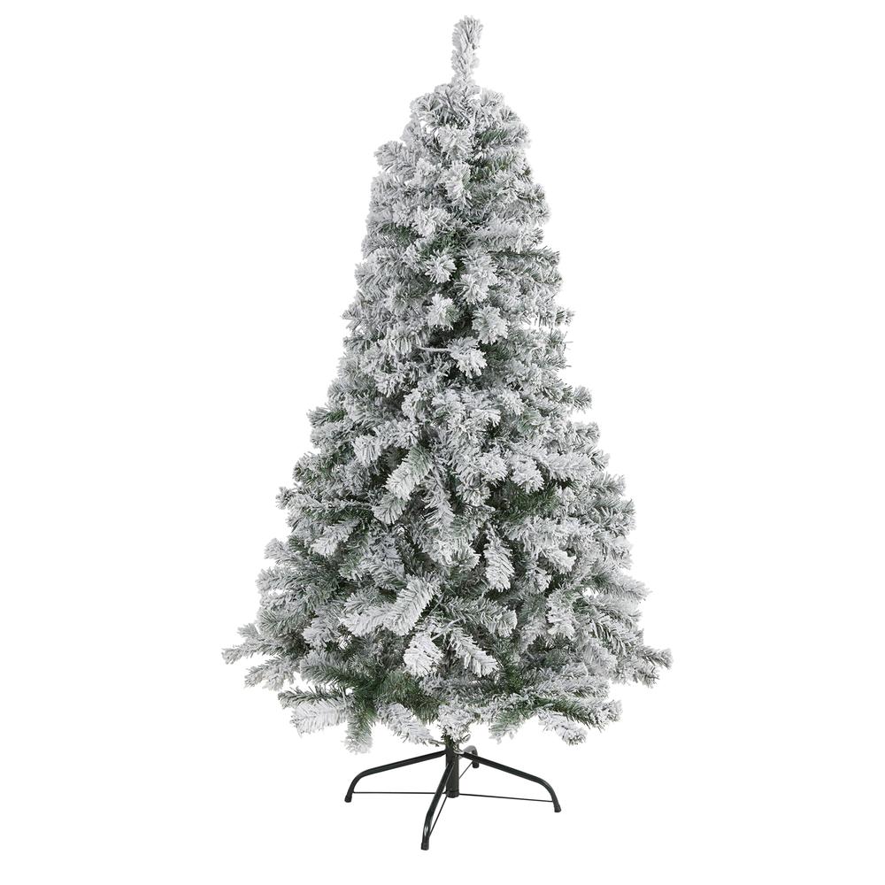 5ft. Flocked Rock Springs Spruce Artificial Christmas Tree. Picture 1