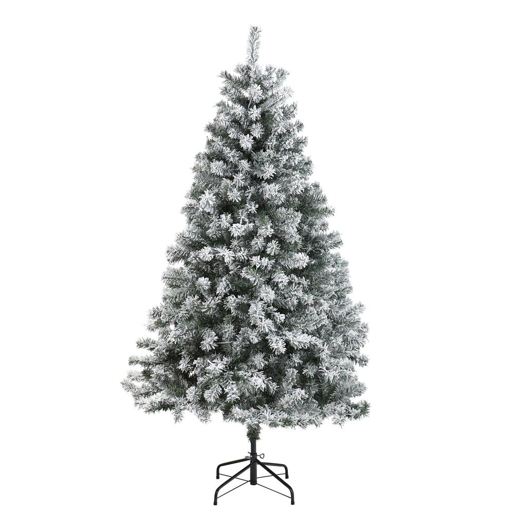 6ft. Flocked Rock Springs Spruce Artificial Christmas Tree. Picture 1