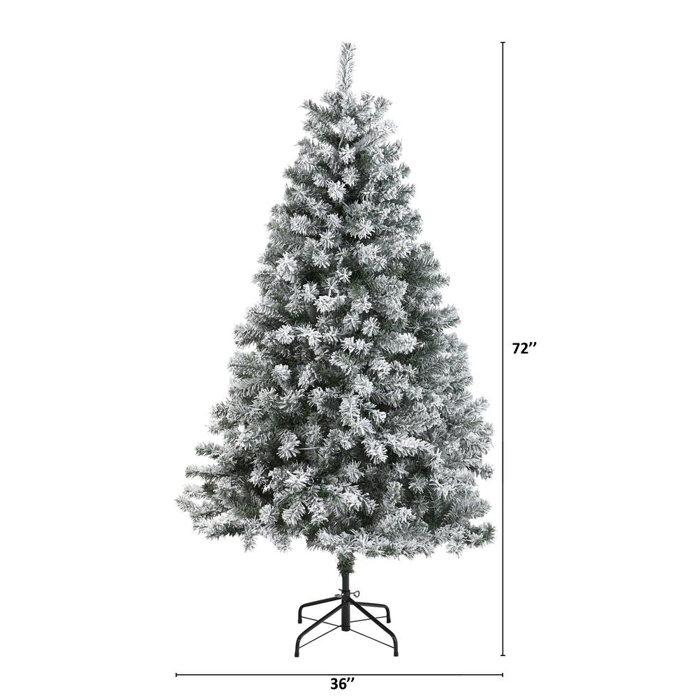 6ft. Flocked Rock Springs Spruce Artificial Christmas Tree. Picture 2