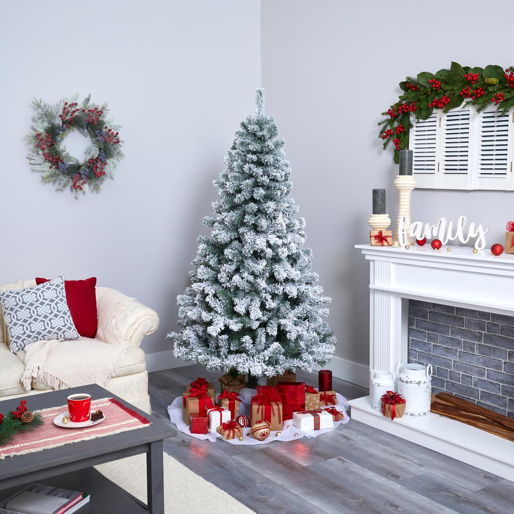 6ft. Flocked Rock Springs Spruce Artificial Christmas Tree. Picture 6