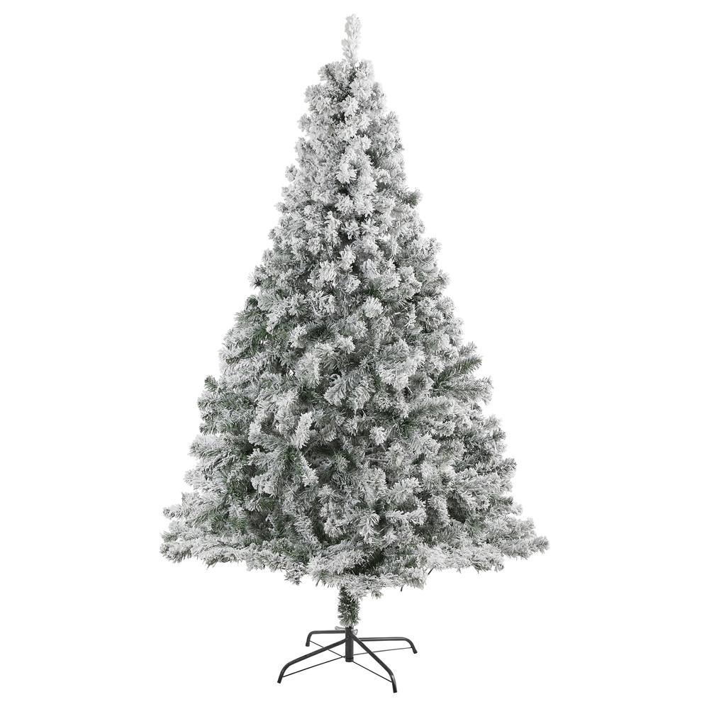 7ft. Flocked Rock Springs Spruce Artificial Christmas Tree with 800 Bendable Branches. Picture 6