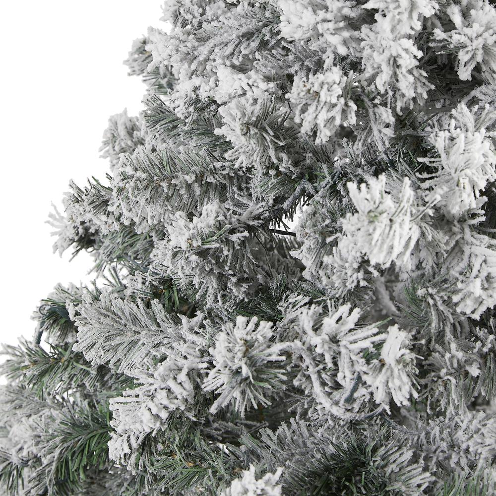 7ft. Flocked Rock Springs Spruce Artificial Christmas Tree with 800 Bendable Branches. Picture 2