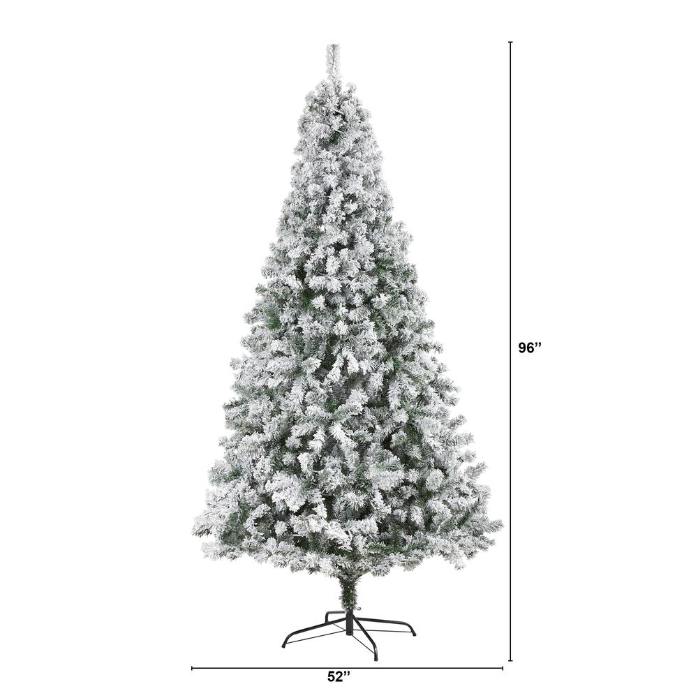 8ft. Flocked Rock Springs Spruce Artificial Christmas Tree. Picture 1