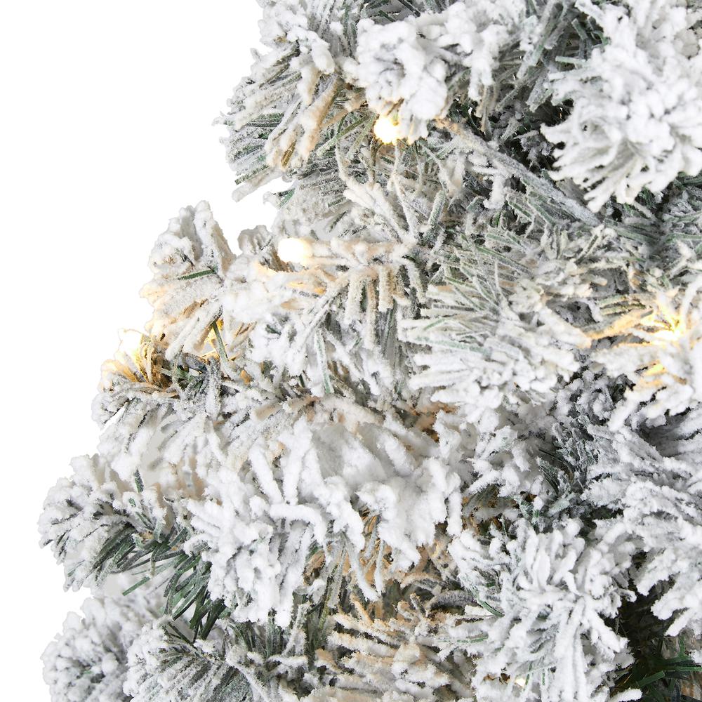 3ft. Flocked Rock Springs Spruce Artificial Christmas Tree with 50 Clear LED Lights. Picture 3