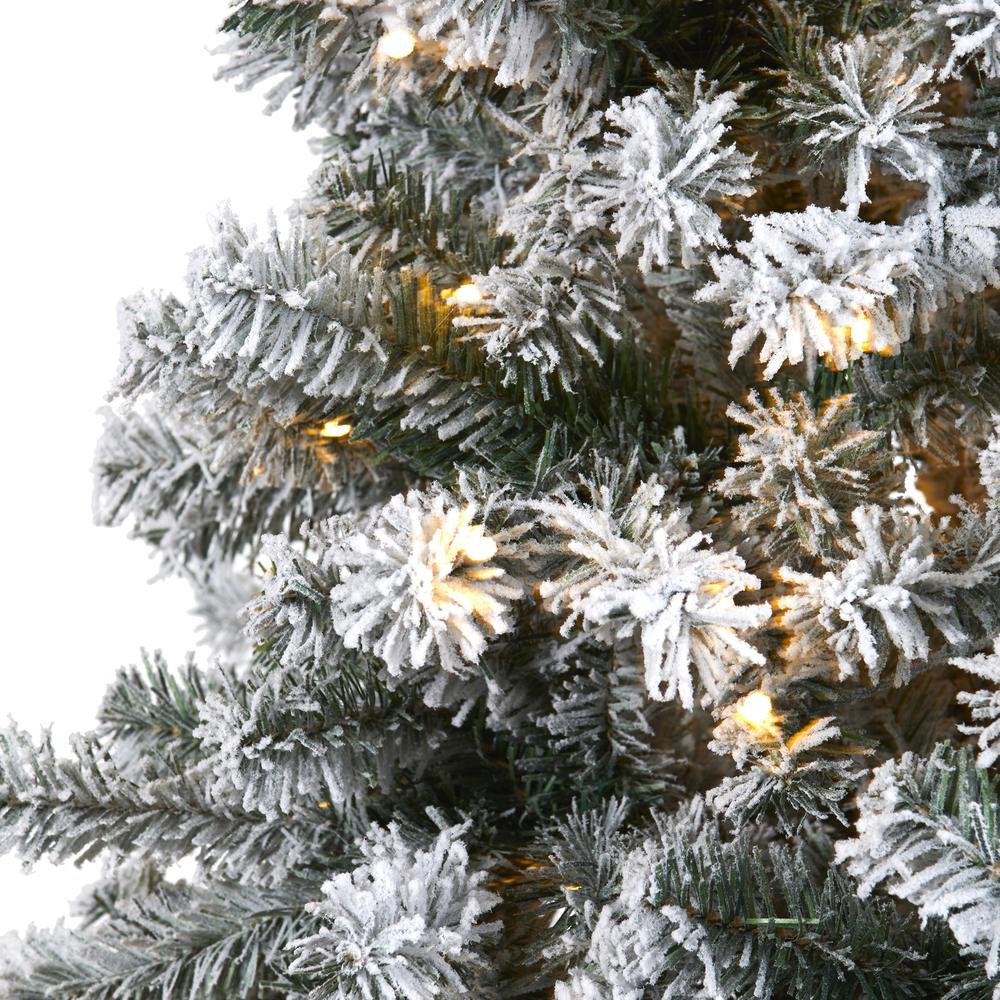6ft. Flocked Rock Springs Spruce Artificial Christmas Tree with 250 Clear LED Lights. Picture 2