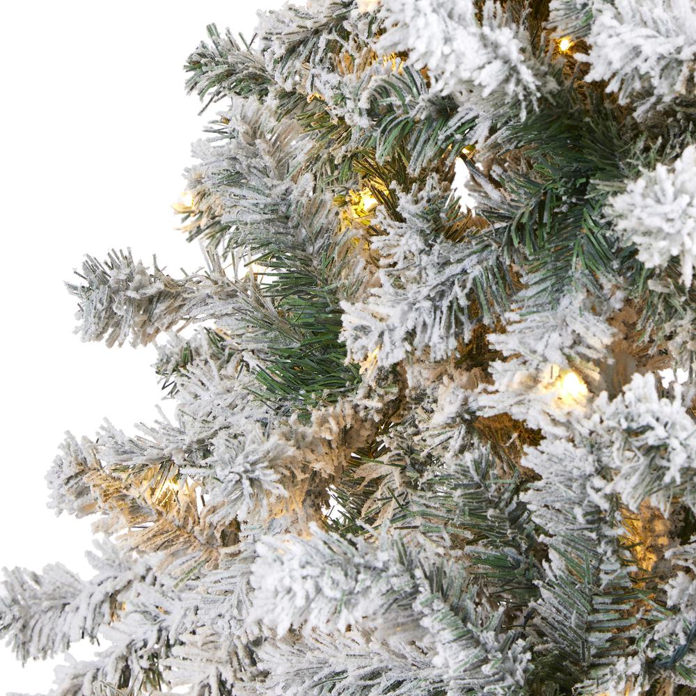8ft. Flocked Rock Springs Spruce Artificial Christmas Tree with 500 Clear LED Lights and 1186 Bendable Branches. Picture 3