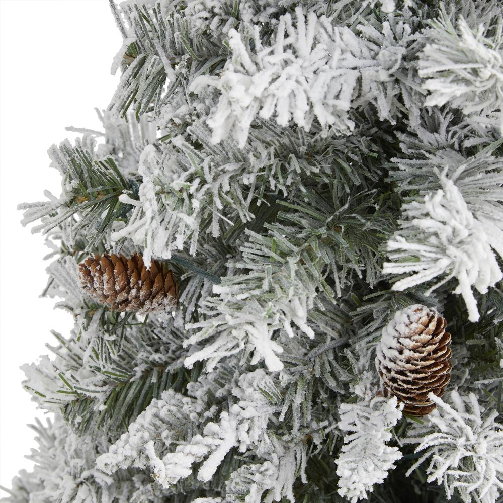 3ft. Flocked White River Mountain Pine Artificial Christmas Tree with Pinecones. Picture 4