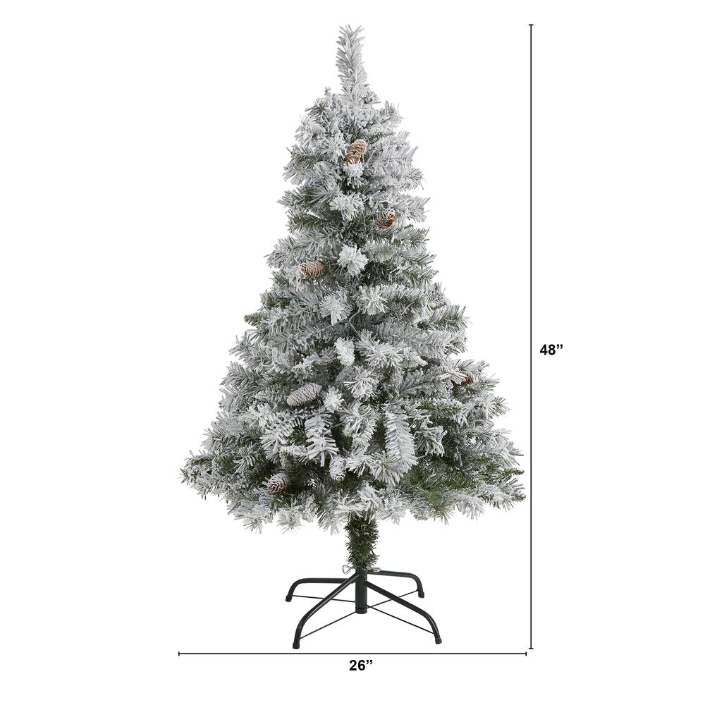 4ft. Flocked White River Mountain Pine Artificial Christmas Tree with Pinecones. Picture 2