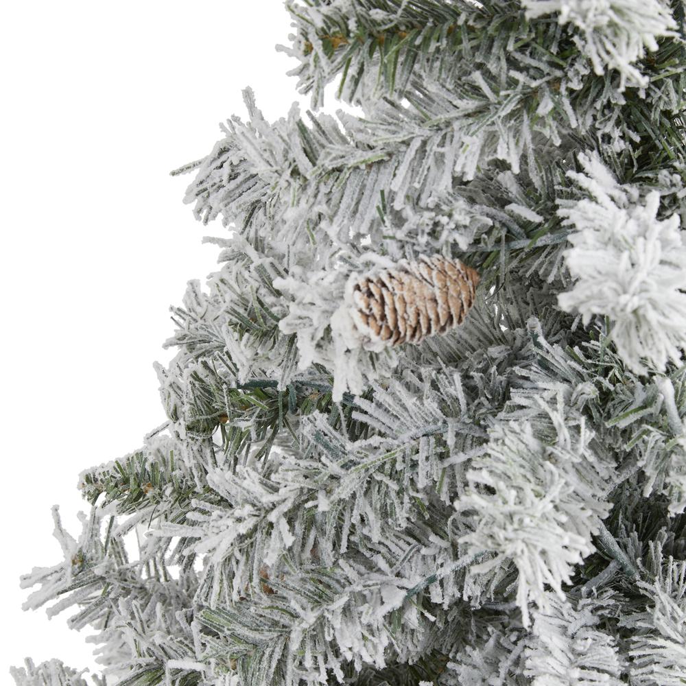 4ft. Flocked White River Mountain Pine Artificial Christmas Tree with Pinecones. Picture 3
