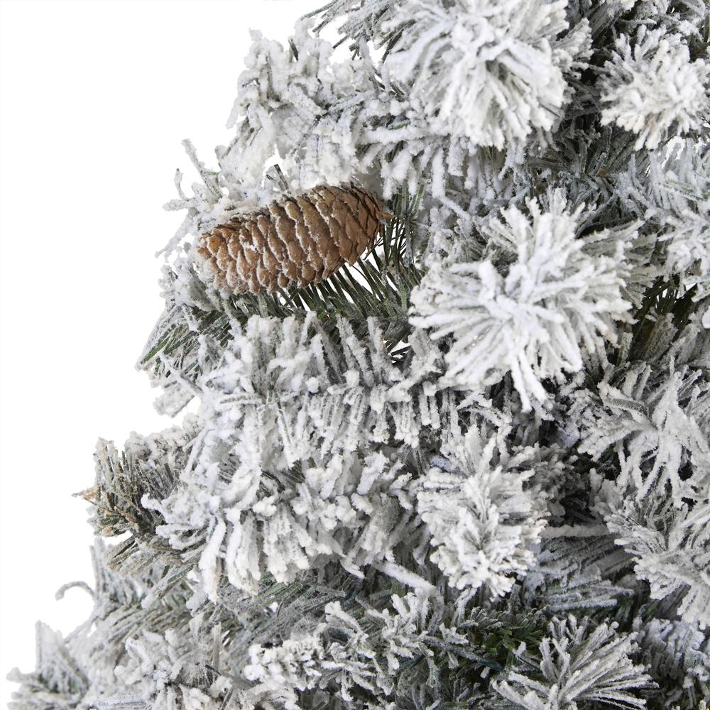 5ft. Flocked White River Mountain Pine Artificial Christmas Tree with Pinecones. Picture 4