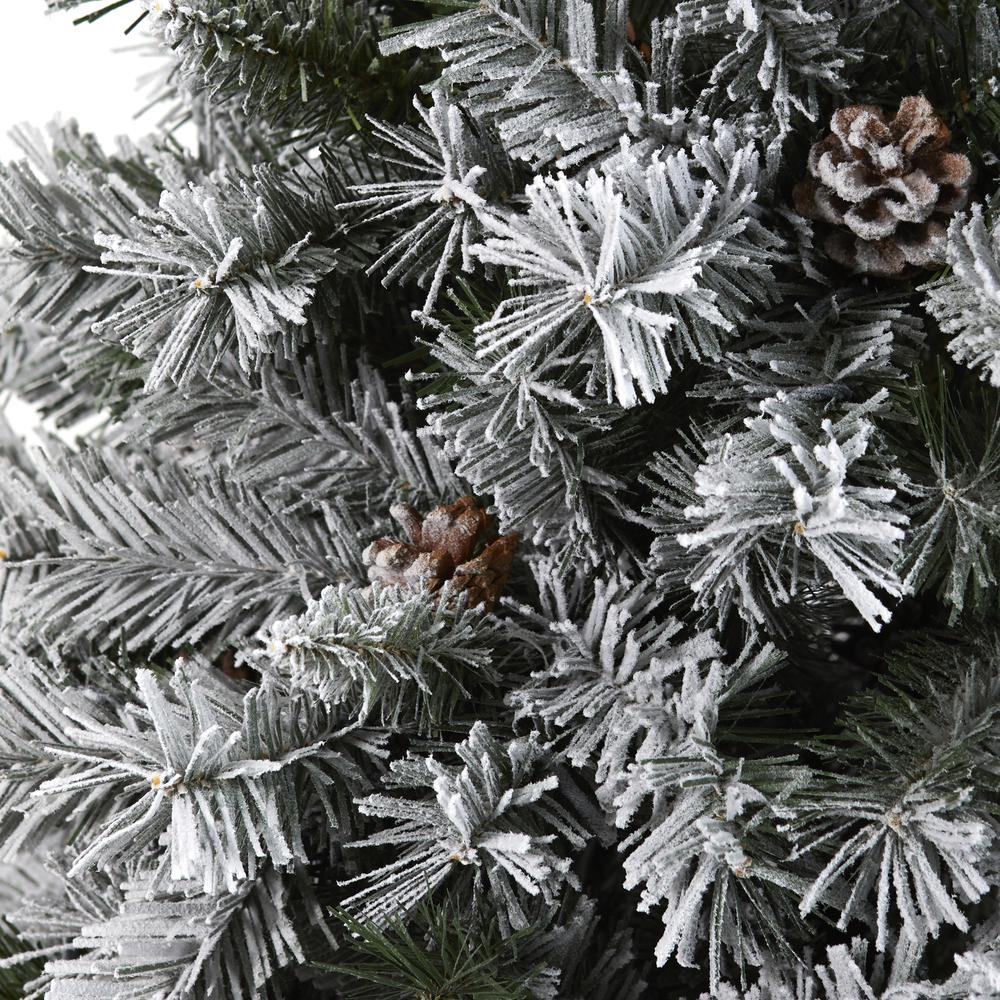 6ft. Flocked White River Mountain Pine Artificial Christmas Tree with Pinecones. Picture 4