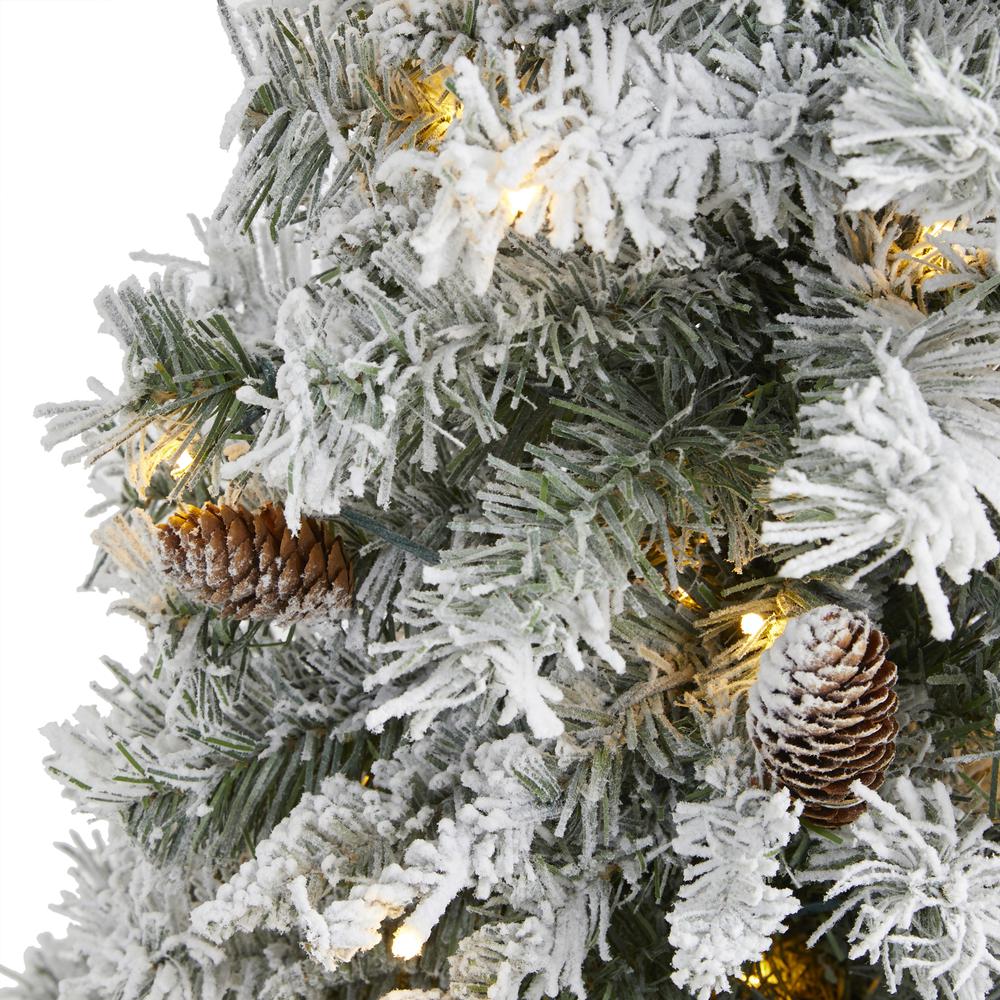 3ft. Flocked White River Mountain Pine Artificial Christmas Tree with Pinecones and 50 Clear LED Lights. Picture 3