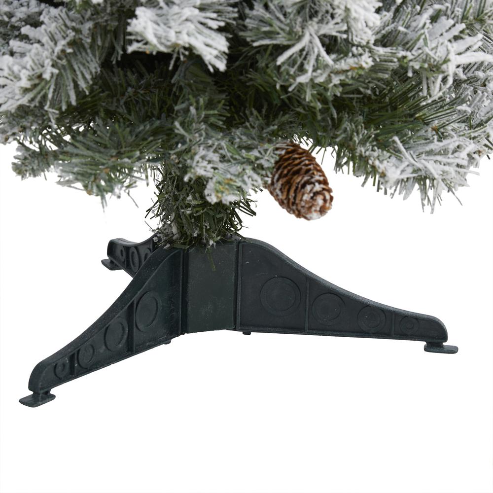 3ft. Flocked White River Mountain Pine Artificial Christmas Tree with Pinecones and 50 Clear LED Lights. Picture 4